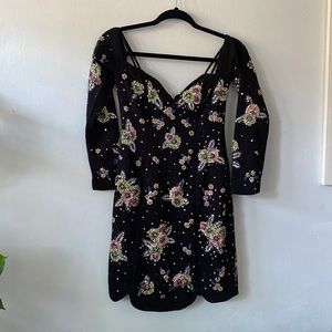 Topshop off-the shoulder- long sleeve sequin Mini dress